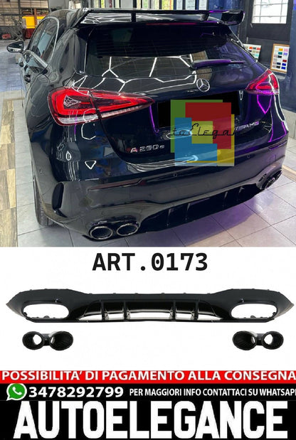 DIFFUSORE ADATTO PER MERCEDES CLASSE A W177 AMG + TERMINALI NERI A45S