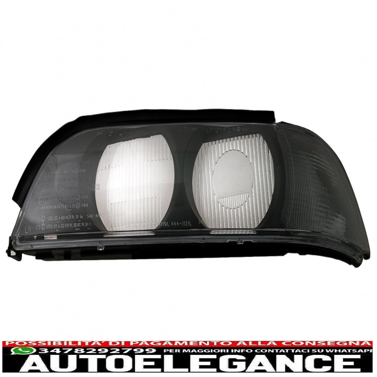 Smoke grey right and left side headlight lens suitable for bmw 5 series e39 (1995-2000)