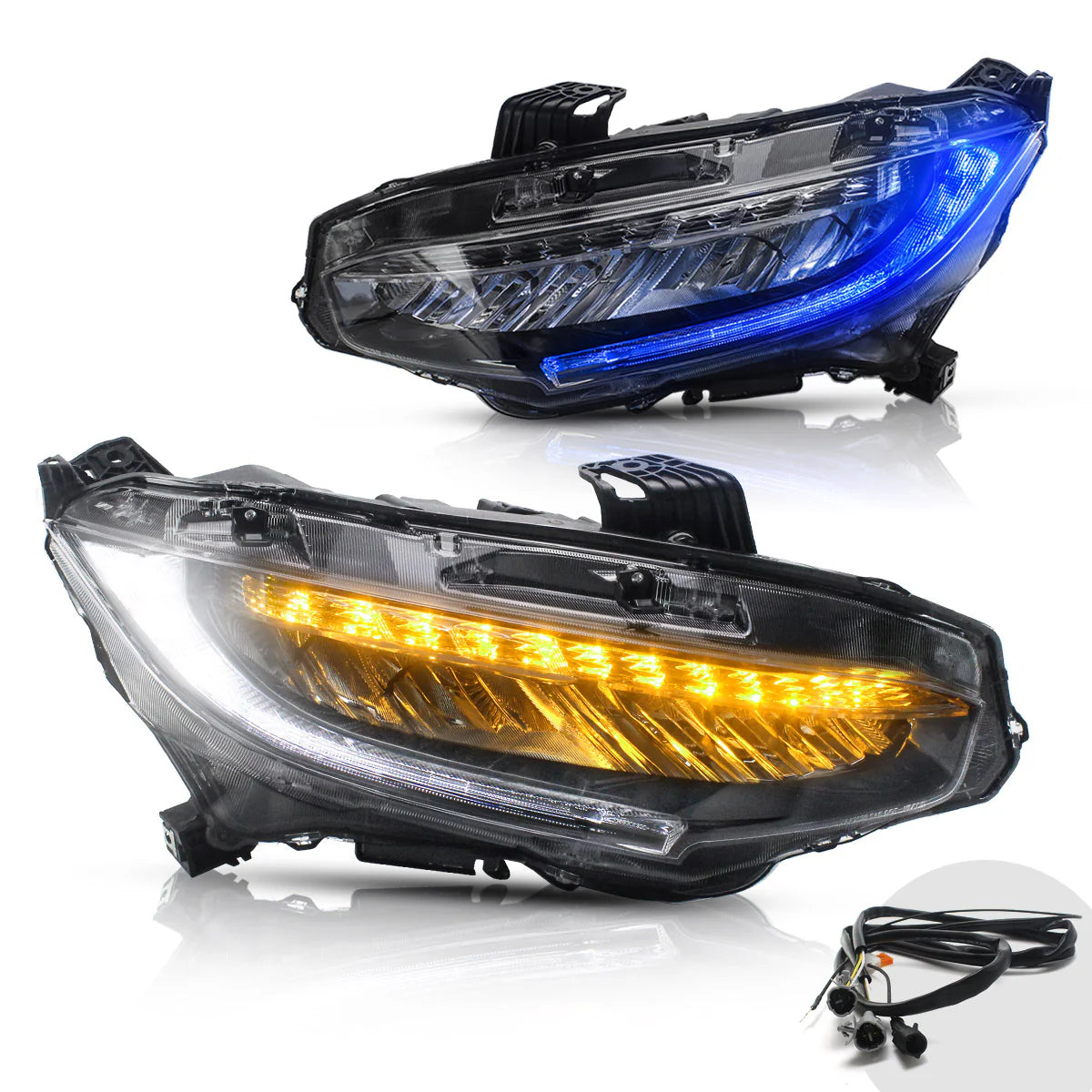 Full LED Headlights for Honda Civic 2016-2021 with Sequential Indicators 