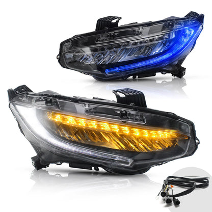 Full LED Headlights for Honda Civic 2016-2021 with Sequential Indicators 