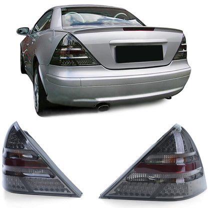 Fanali posteriori a LED in vetro trasparente fumè nero aftermarket compatibile con Mercedes SLK R170 96-04