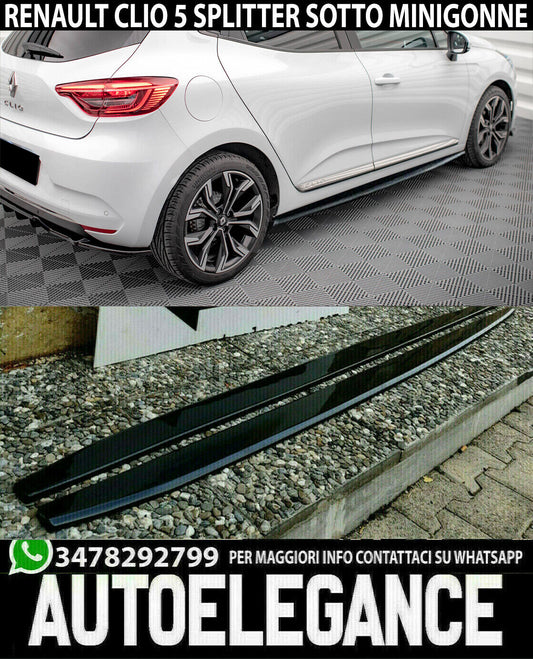 RENAULT CLIO 5 V 2019+ SPOILER SPLITTER UNDER SKIRTS ABS GLOSSY BLACK -1- 0034