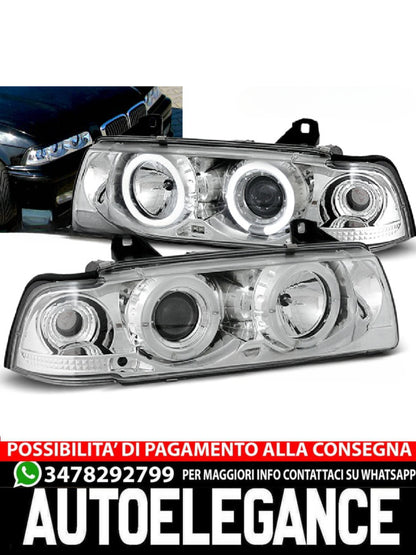FARI ANTERIORI ANGEL EYES CROMATI adatti compatibili per BMW E36 12.90-08.99 C/C