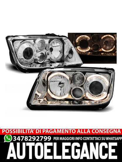 FARI ANTERIORI ANGEL EYES CROMATI per VW BORA 09.98-07.05