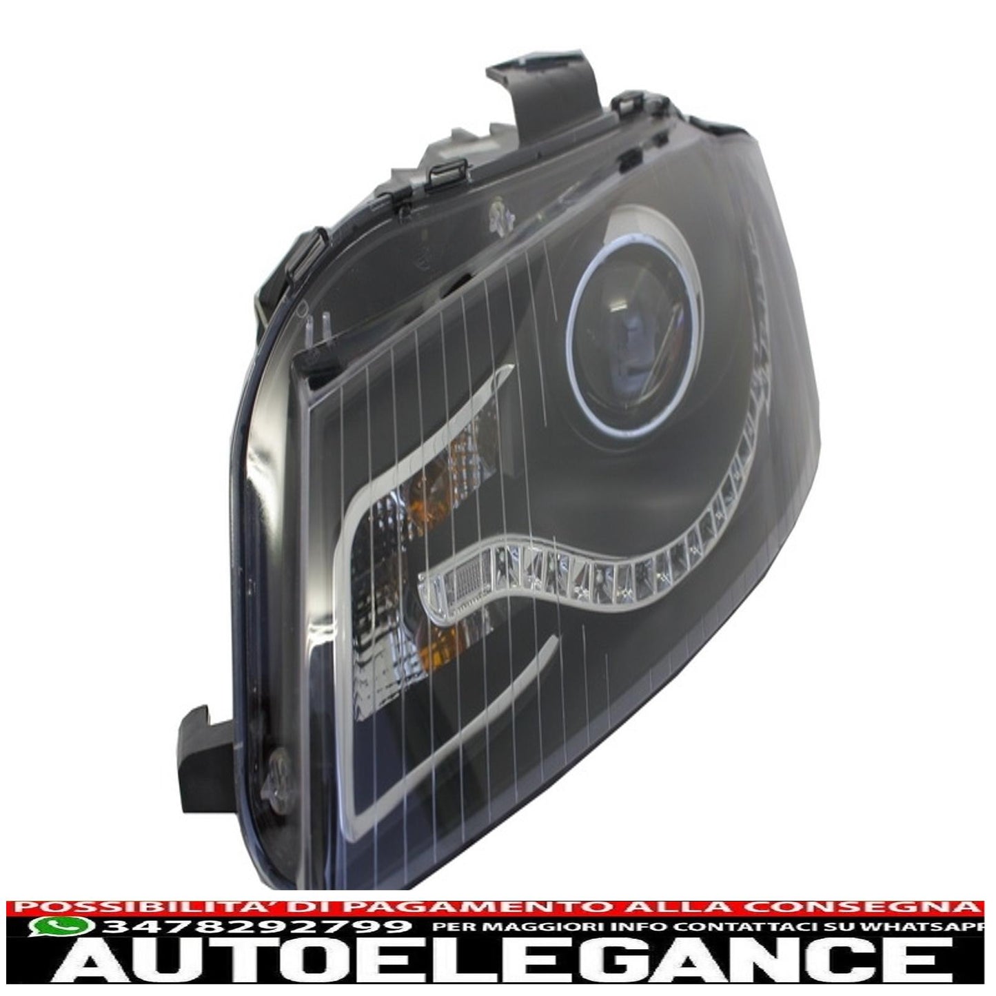 daytime running lights suitable for audi a3 8p (05.2003-03.2008) drl black 