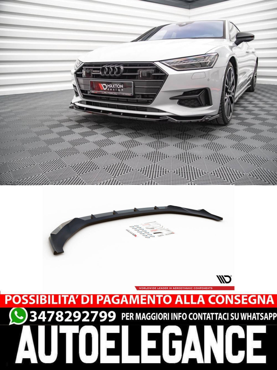 SPLITTER ANTERIORE ADATTO PER V.2 AUDI A7 C8 (2018 - )