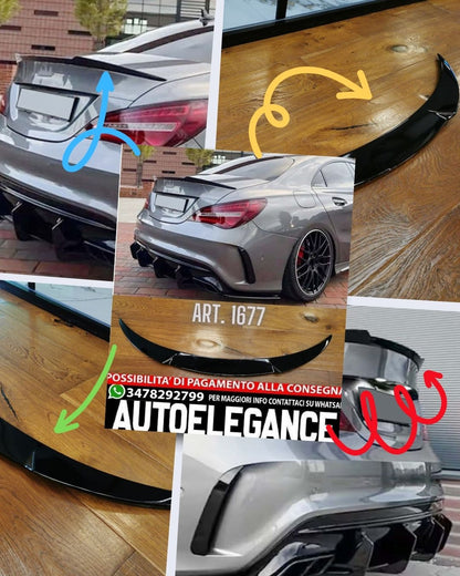 SPOILER ADATTO PER MERCEDES CLA C117 2013+ LOOK NERO LUCIDO DESIGN SPORTIVO