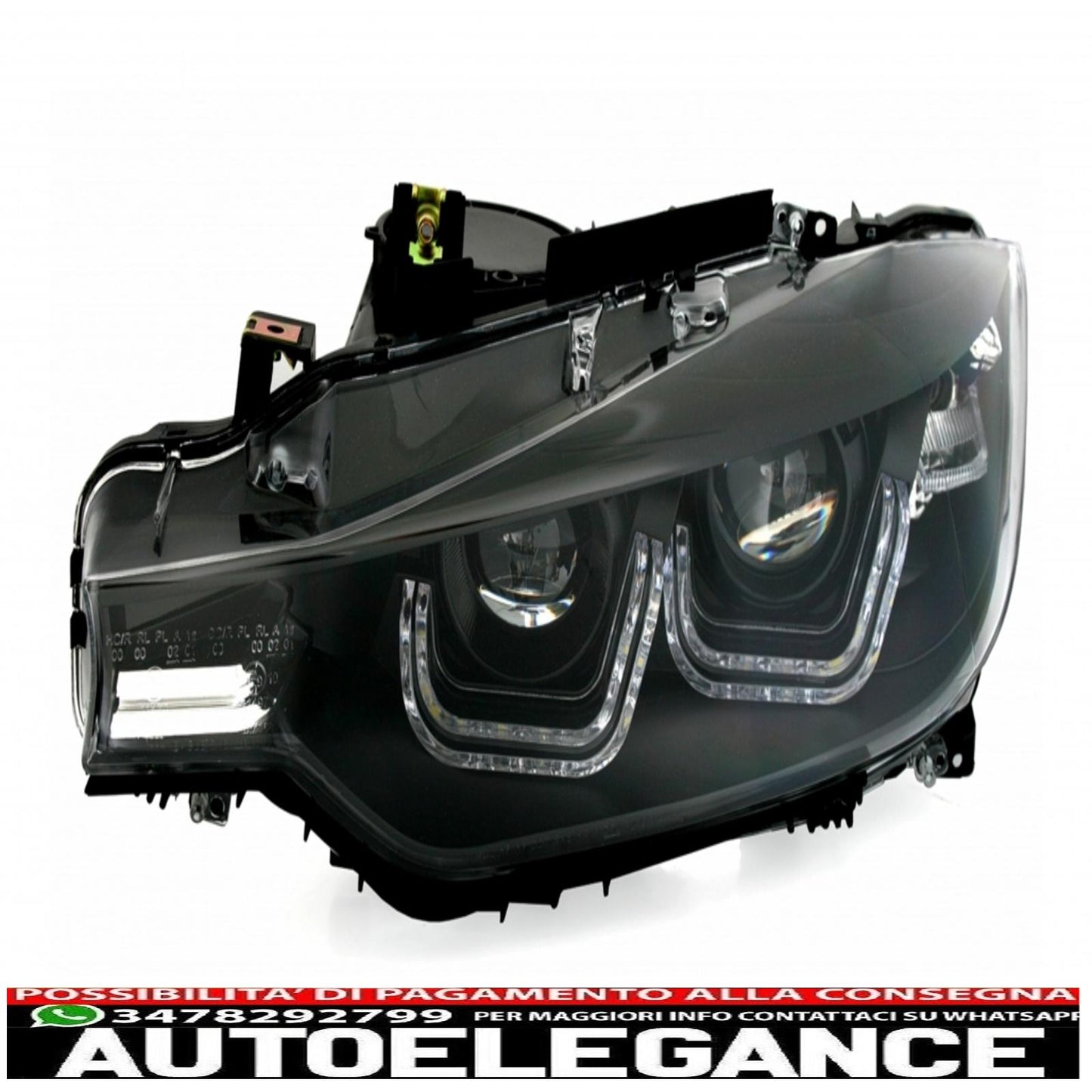 fari led adatti per bmw serie 3 f30 f31 (10.2011- 06.2015) doppia u 3d xeno look neri