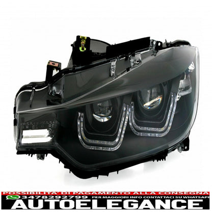 fari led adatti per bmw serie 3 f30 f31 (10.2011- 06.2015) doppia u 3d xeno look neri