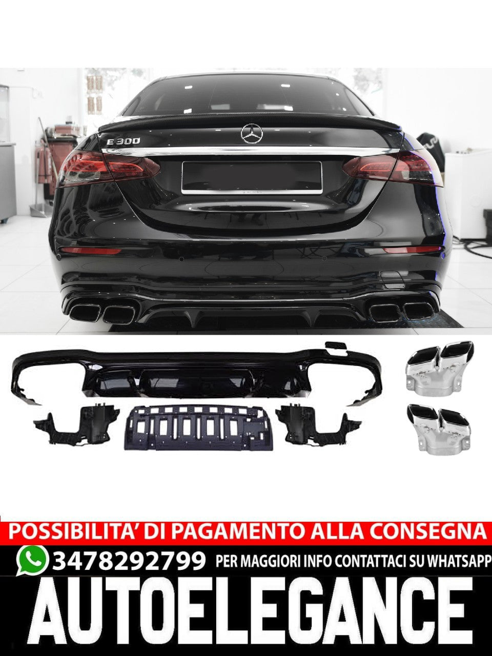 Diffusore spoiler posteriore + terminali di scarico (CROMATI) in E63 AMG LOOK