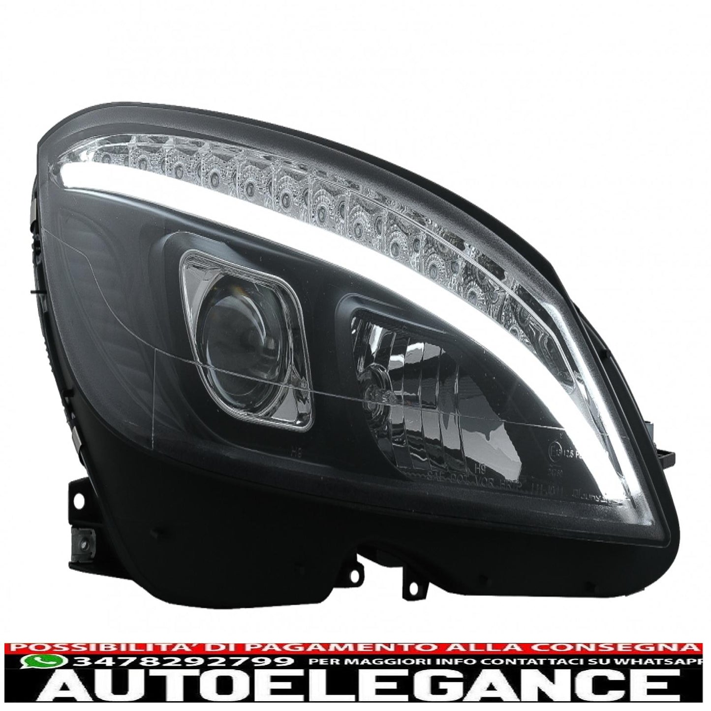 led headlights suitable for mercedes c class w204 s204 (2007-2010) black with dynamic sequential direction indicators 