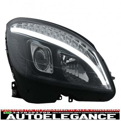 led headlights suitable for mercedes c class w204 s204 (2007-2010) black with dynamic sequential direction indicators 