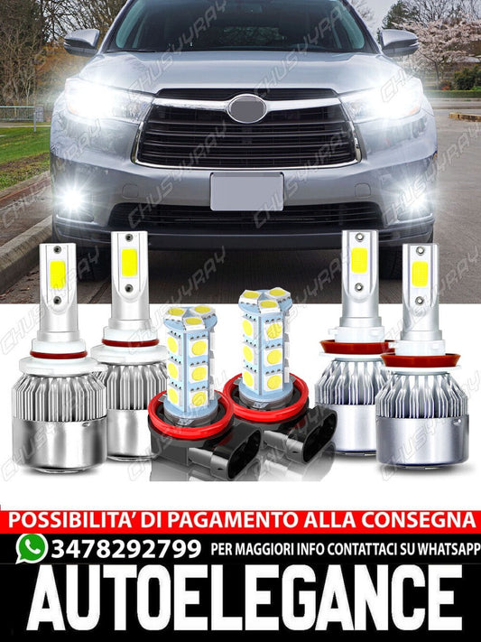 For Toyota Highlander 2015-2019 6x LED Fog Lights Bulbs Combo Kit 6000K 