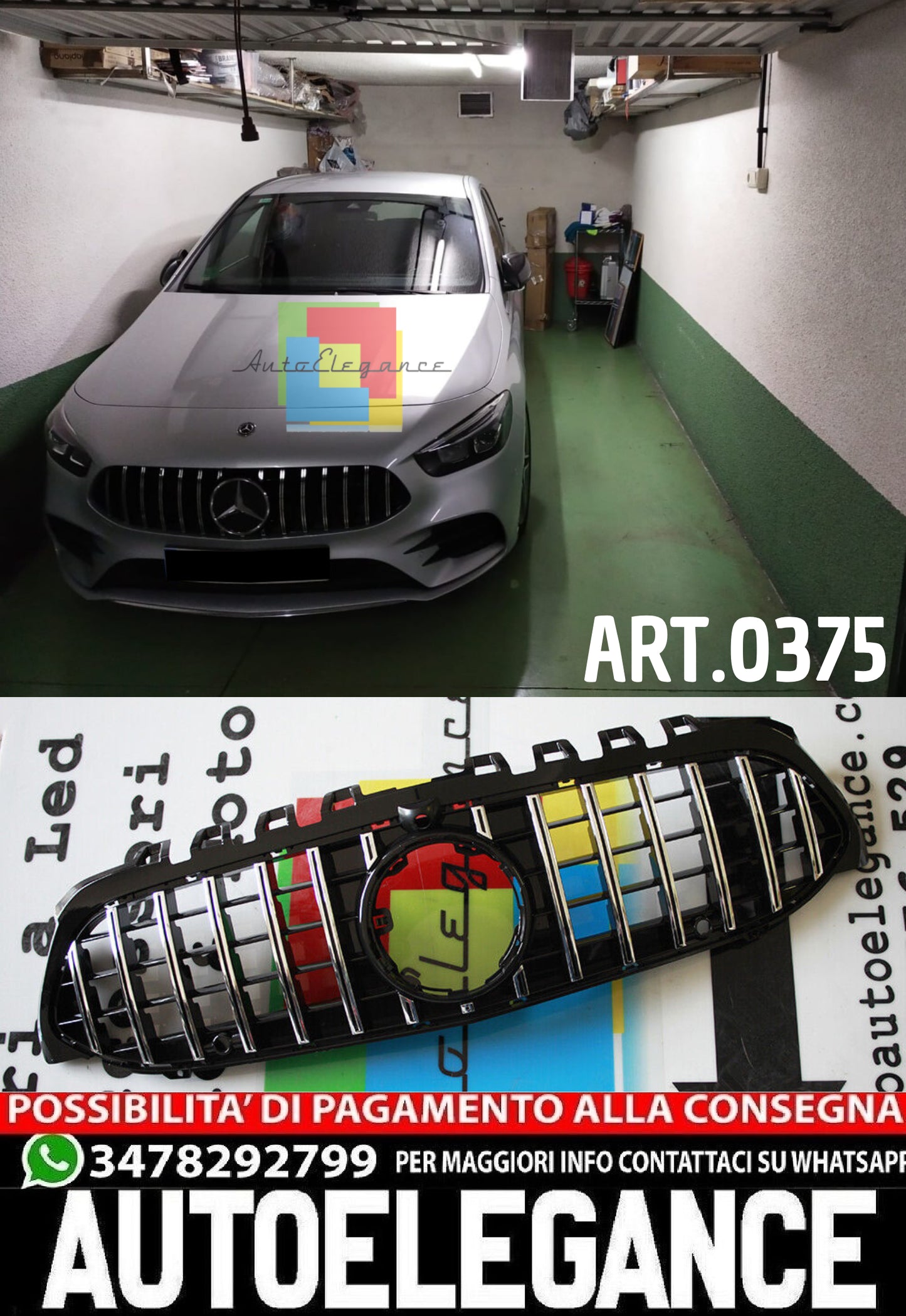 ART. 0375 GRIGLIA CLASSE A W177 CLASSE B W247 AMG LOOK GT CROMATA SENZA CAMERA - CARPARTS 42002