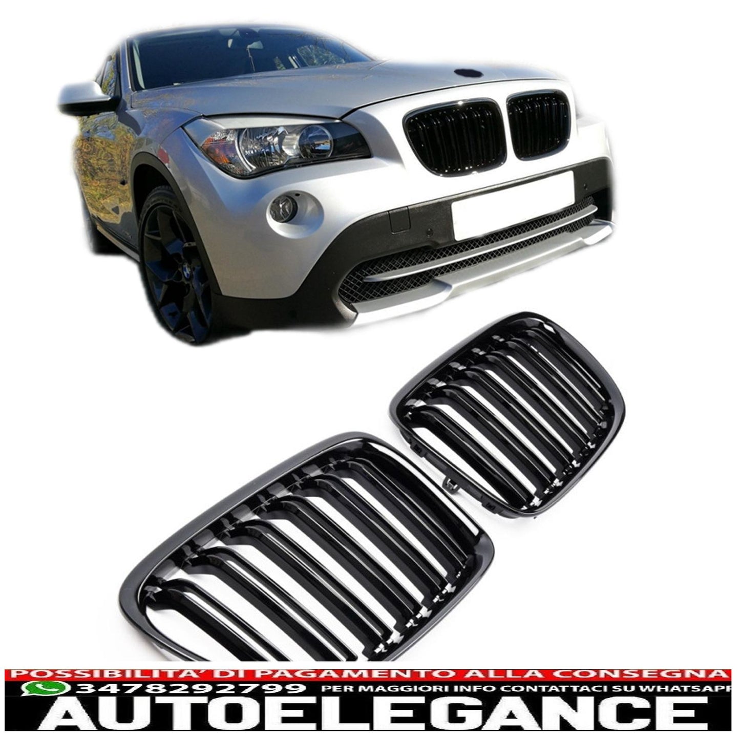 For BMW X1 E84 sports radiator grille double bar glossy black