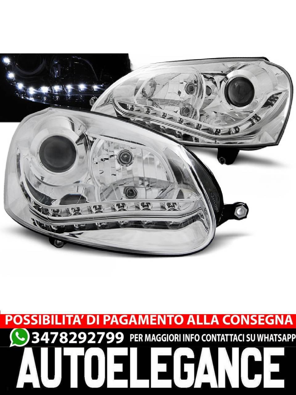FARI ANTERIORI DAYLIGHT CHROME per VW GOLF 5