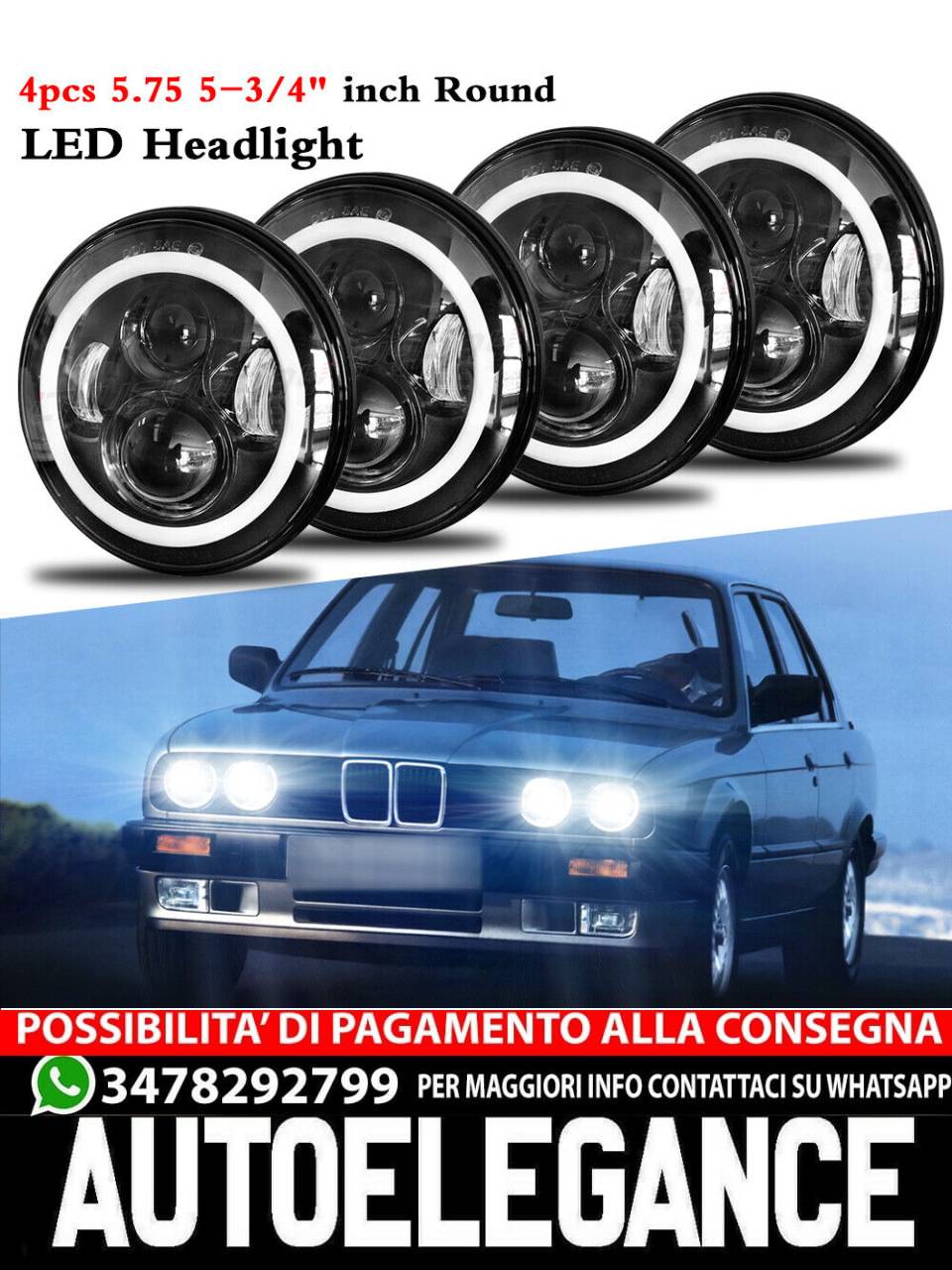 4PCS 5 3/4" 5.75 LED Headlights HI/LO DRL for Oldsmobile 442 98 F85 Cutlass
