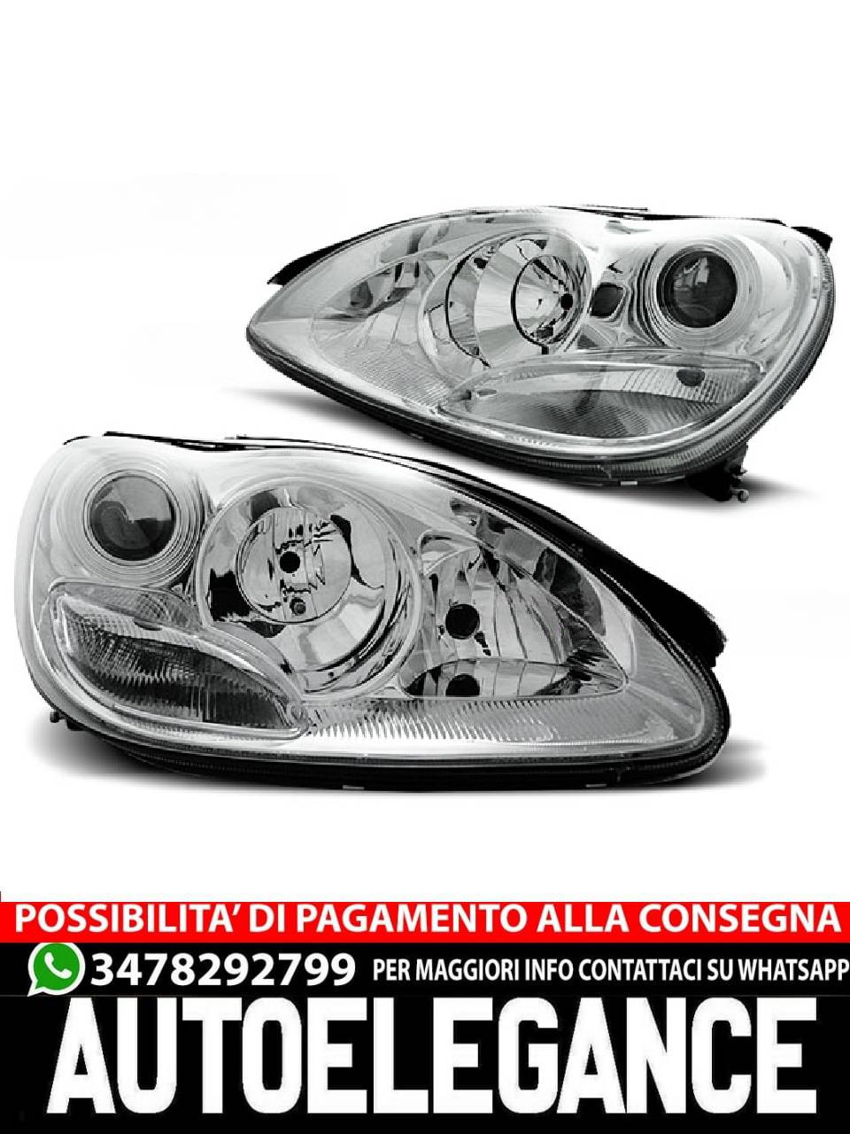 CHROME HEADLIGHTS for MERCEDES W220 S-Class 09.98-05.05 