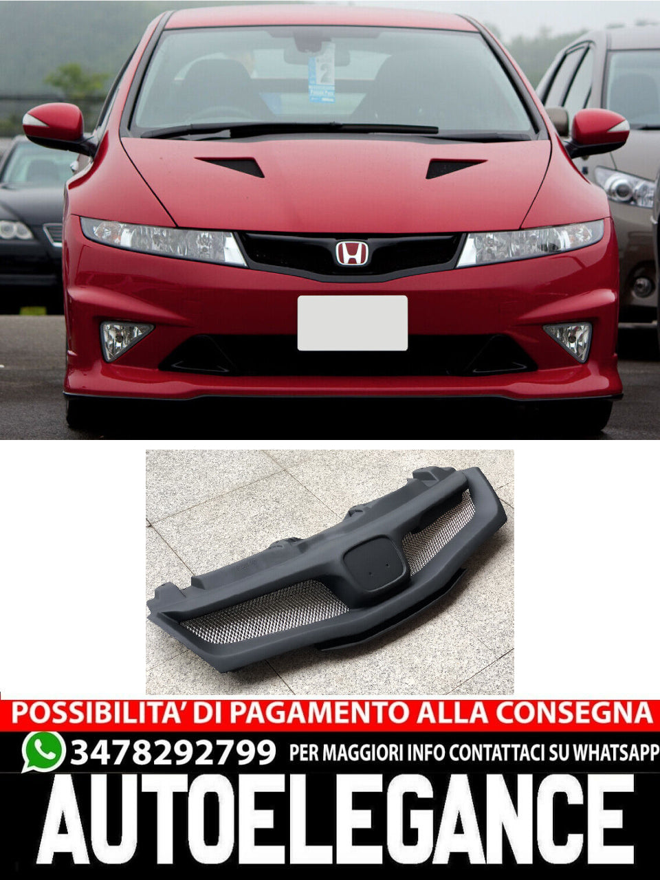 SPORTS GRILLE SUITABLE FOR HONDA CIVIC 8 FN / FK (2006-2011) 