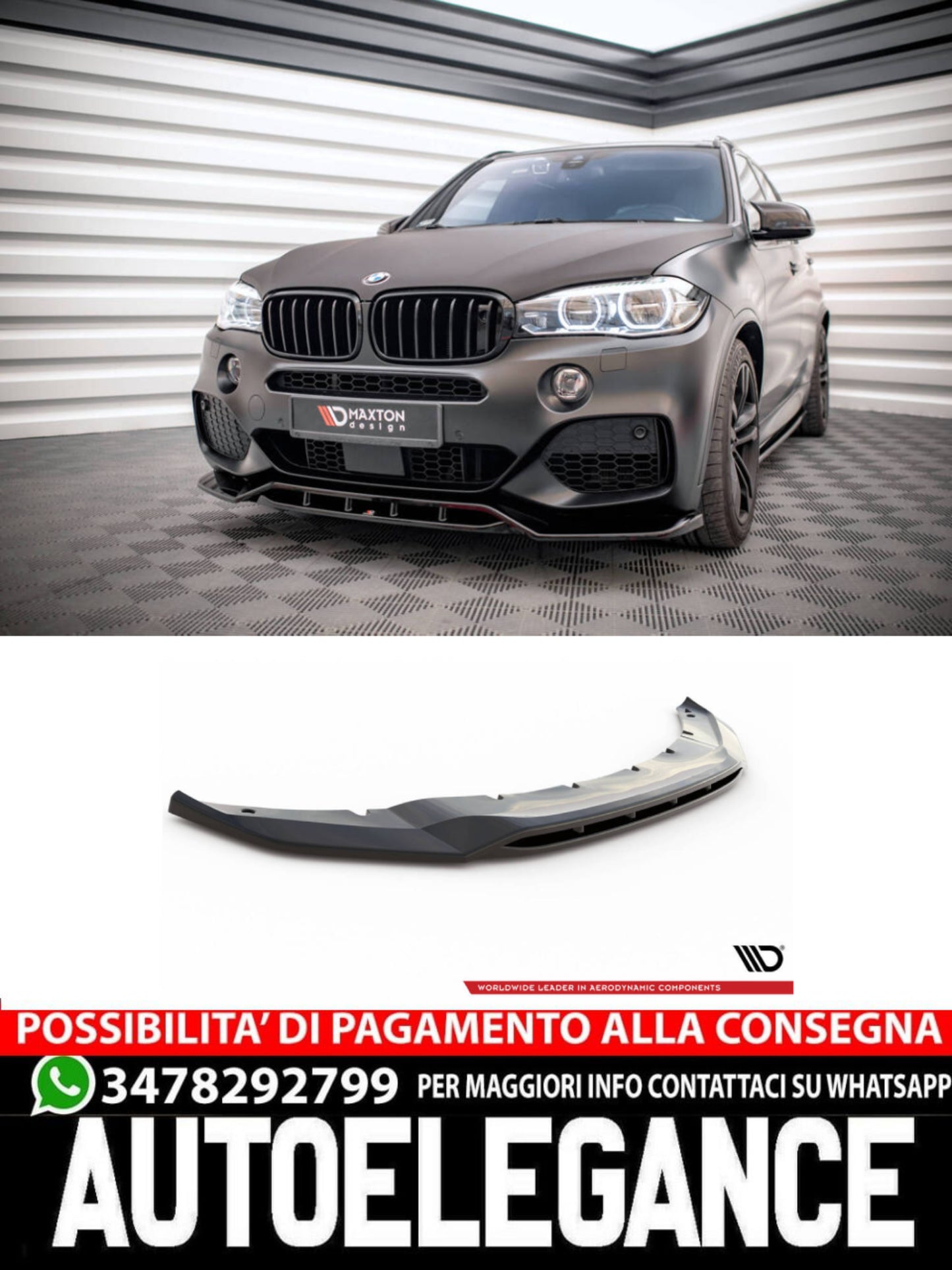 SPLITTER ANTERIORE ADATTO PER V.2 BMW X5 M-PACK F15  (2013-2018)