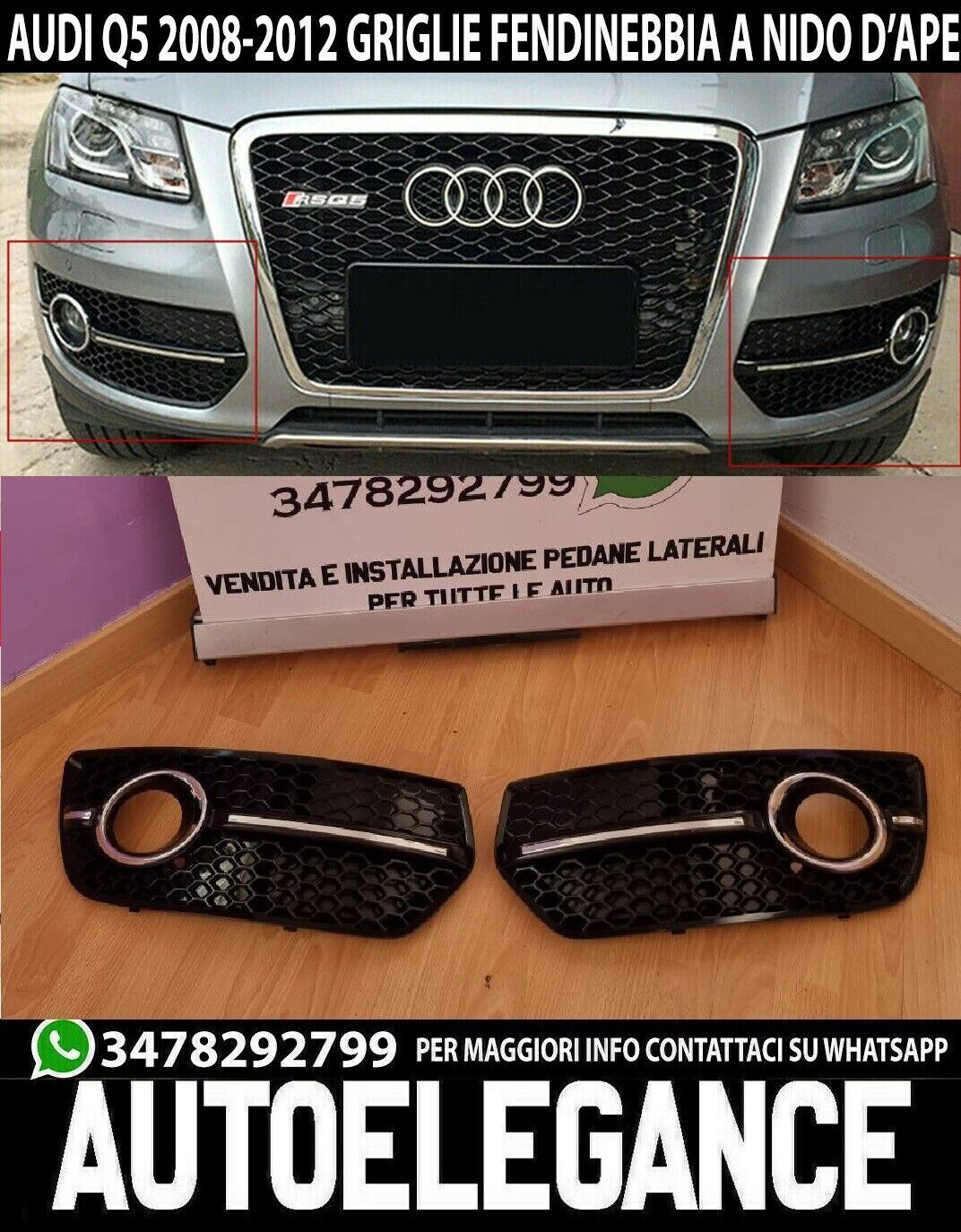 RSQ5 HONEYCOMB FOG LIGHT GRILLS FOR AUDI Q5 8R 08-12