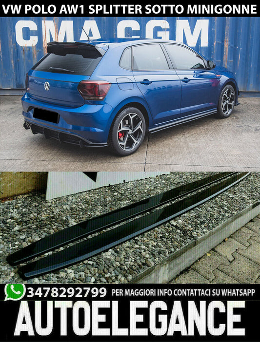 VW POLO AW1 SPOILER SPLITTER SOTTO MINIGONNE ABS NERO LUCIDO -1-