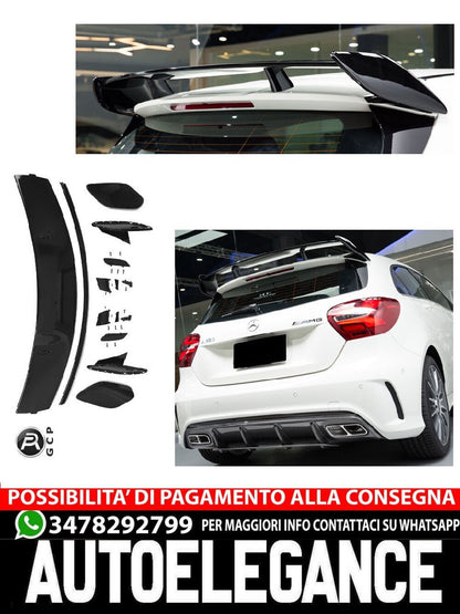 For Mercedes W176 A-CLASS ROOF SPOILER REAR WING AMG BLACK OPTIC 