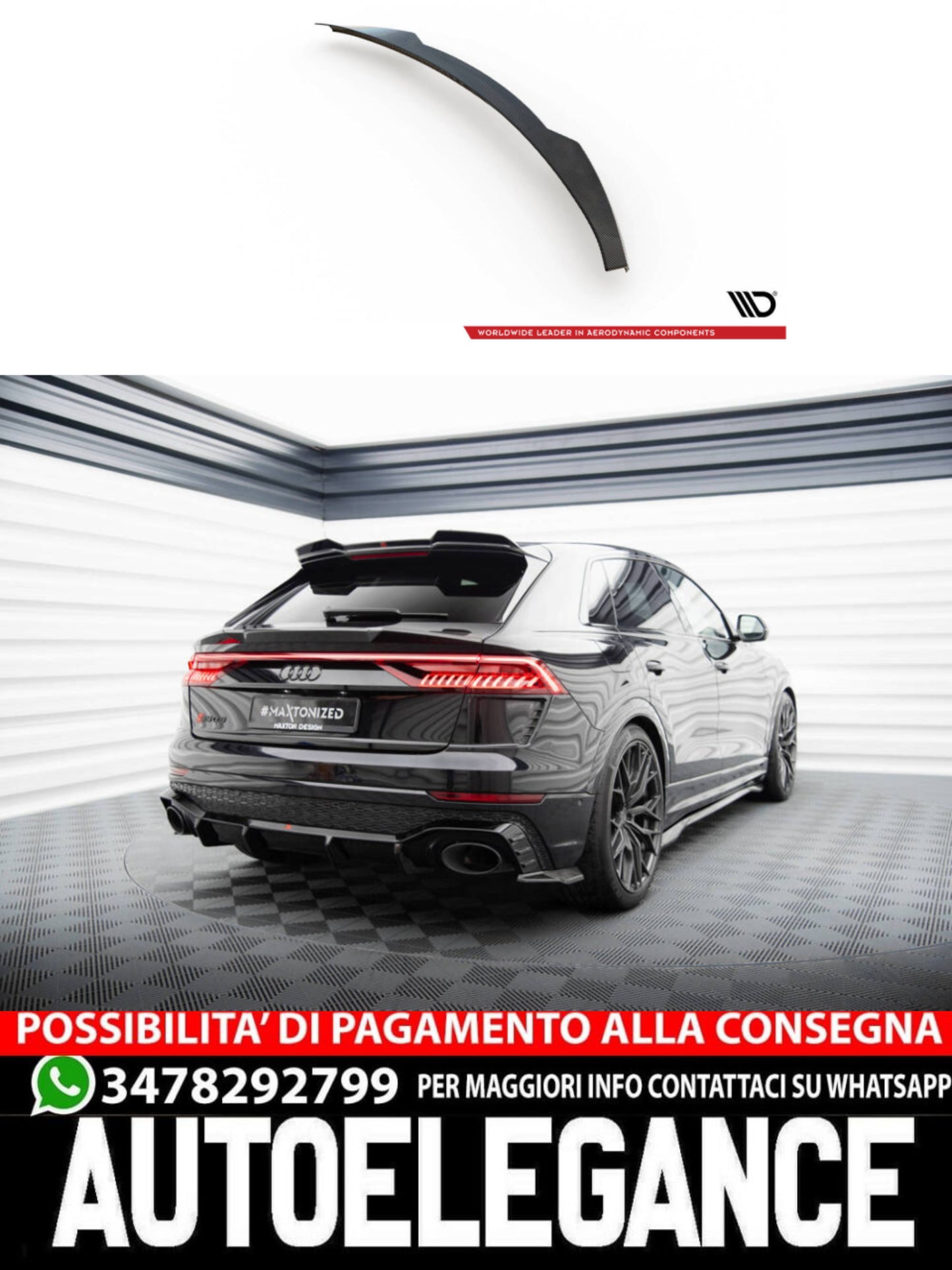 SPOILER PORTELLONE POSTERIORE IN FIBRA DI CARBONIO (INFERIORE)adatto per  AUDI RSQ8 MK1
