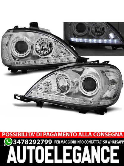 FARI ANTERIORI DAYLIGHT CHROME ADATTI PER MERCEDES W163 ML M-KLASA 09.01-05