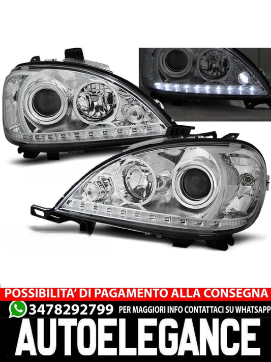 FARI ANTERIORI DAYLIGHT CHROME ADATTI PER MERCEDES W163 ML M-KLASA 09.01-05