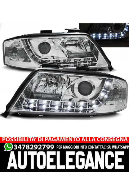 FARI ANTERIORI DAYLIGHT CHROME adatti compatibili per AUDI A6 05.97-05.01