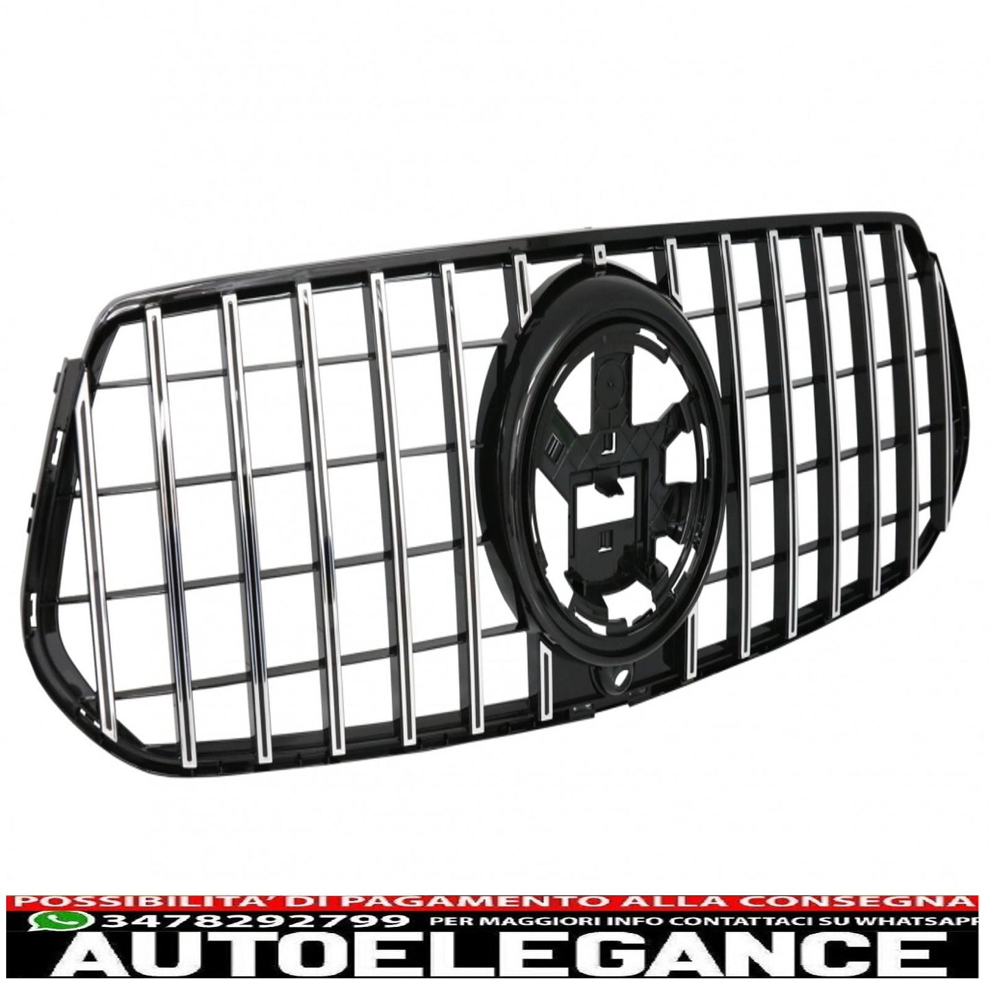 griglia anteriore centrale adatta per mercedes gle suv w167 v167 gle coupe c167 pacchetto sportivo (2019-up) gtr panamericana design nero lucido e cromato