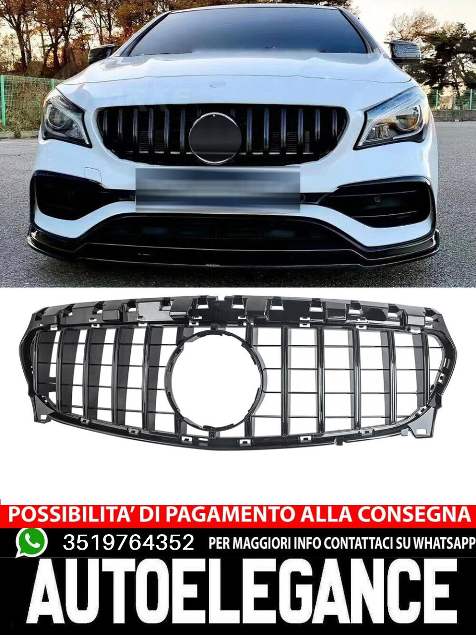 GT Panamericana grille suitable for Mercedes CLA W117 X117 from 16 all black 
