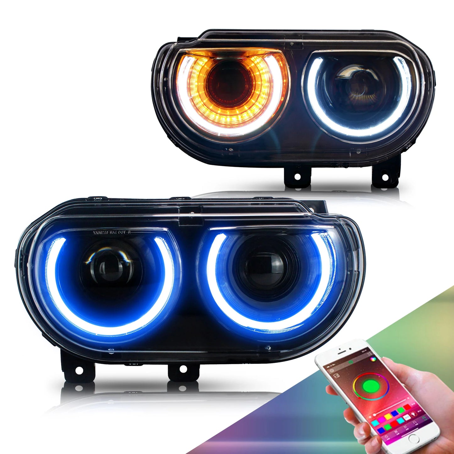 Fari a doppio raggio RGB per Dodge Challenger 2008-2014