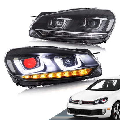 Fari a LED per Volkswagen Golf Mk6 2010-2014 con Demon Eyes (NON ADATTA PER I MODELLI GIT e GTR)