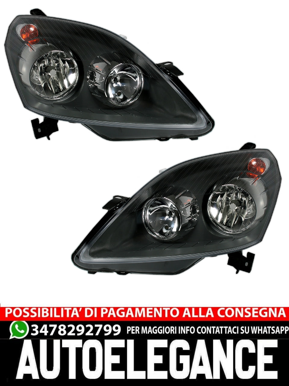 Set fari anteriori per Opel Zafira B 2005-2014 in nero motore H1 H7