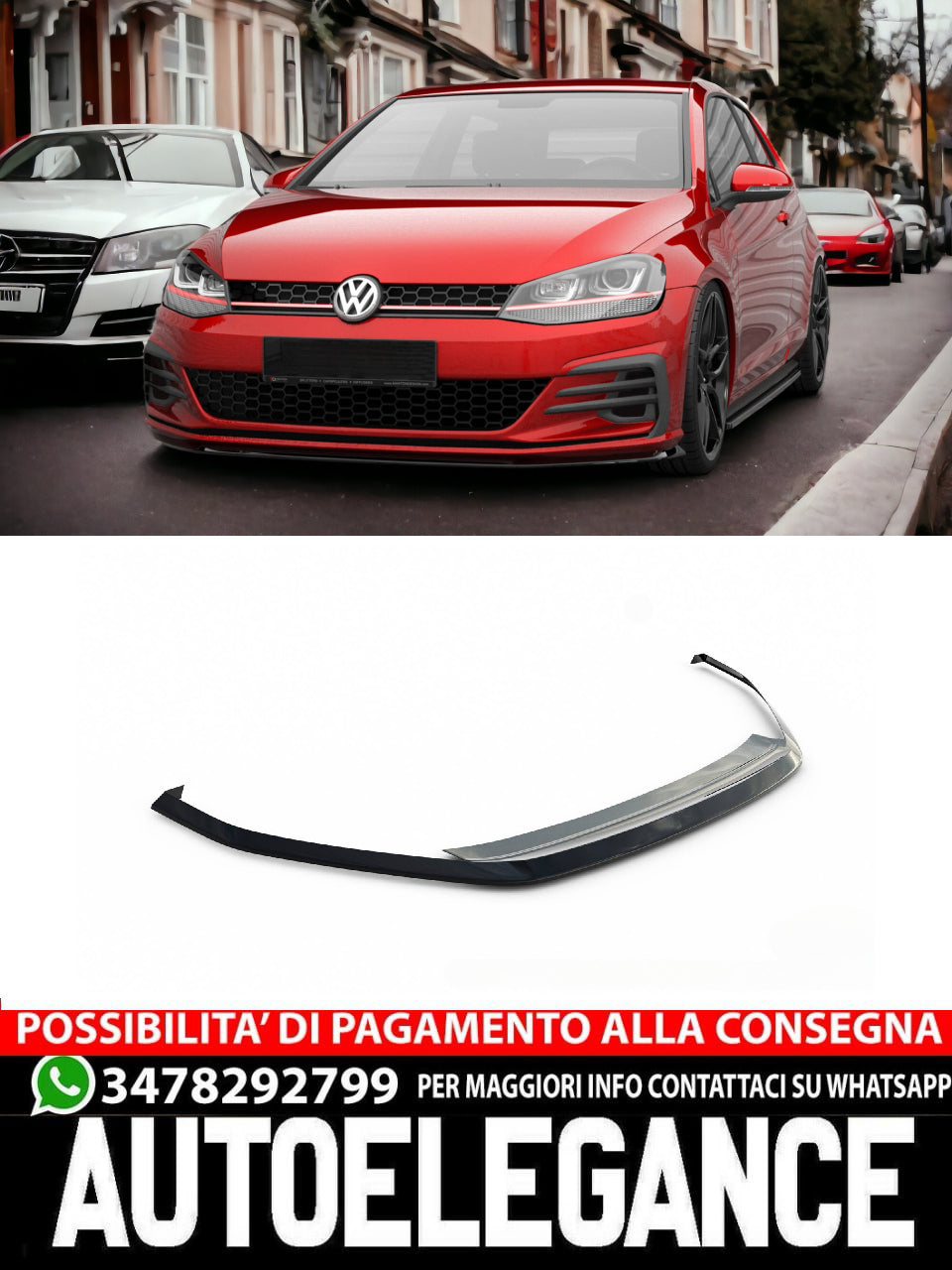 SPLITTER ANTERIORE V.3 ADATTO PER VOLKSWAGEN GOLF GTI MK7 FACELIFT
