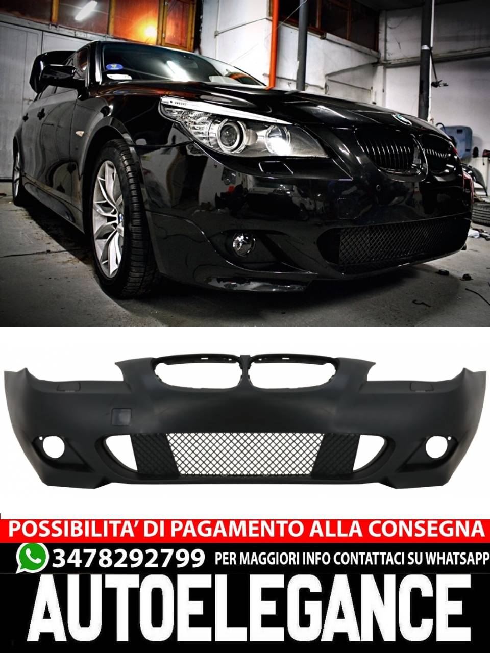 Front bumper suitable for BMW 5 Series E60 E61 (2003-2010) M-Technik Design 