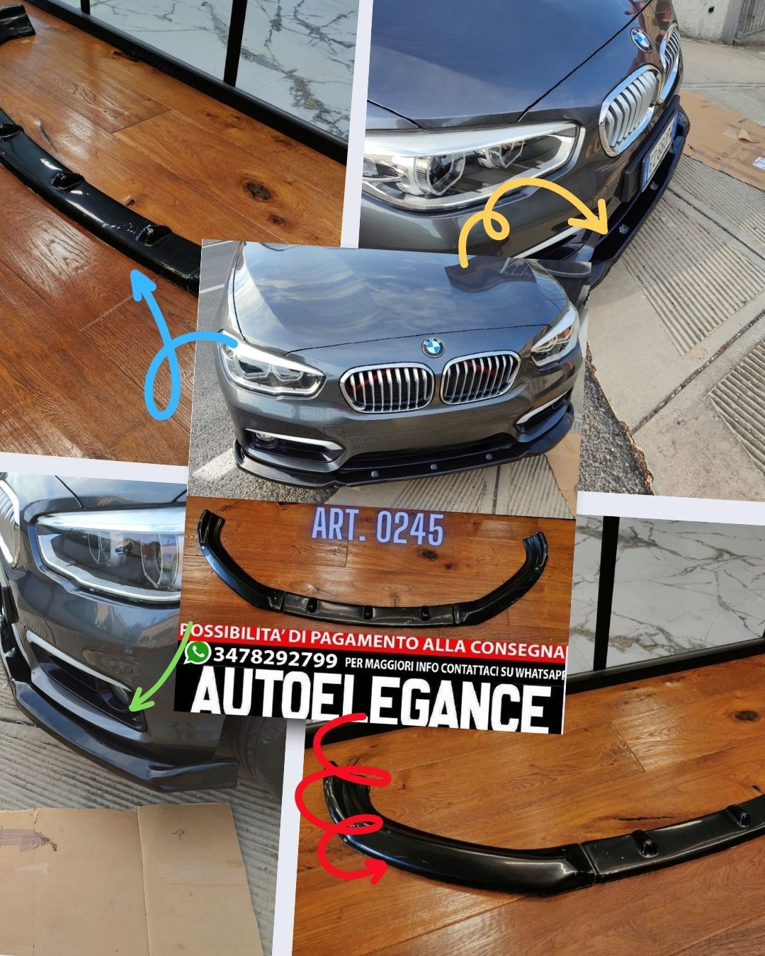SPLITTER ADATTO PER BMW SERIE 1 F20 2015-2019 STANDARD NERO LUCIDO