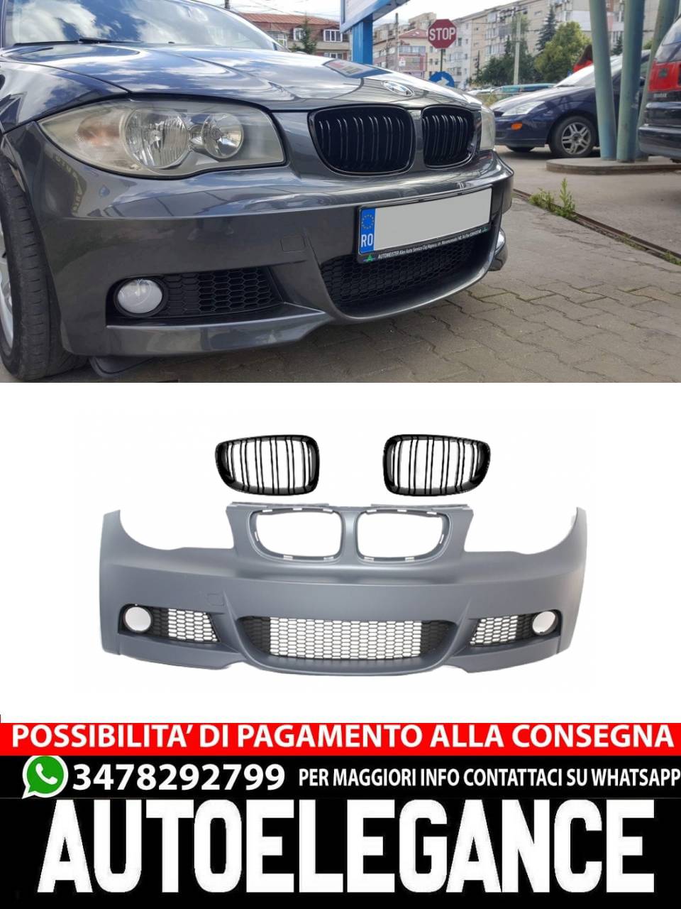 Paraurti anteriore adatto per BMW Serie 1 E81 E82 E87 E88 (dal 2009 in poi)