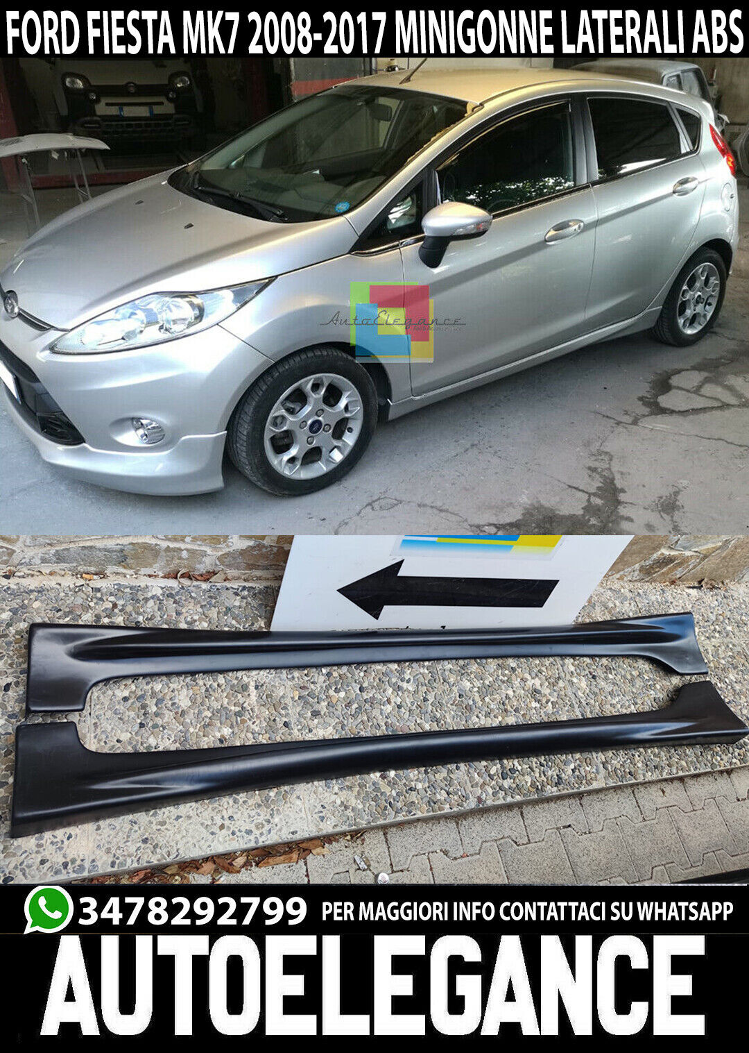 SIDE SKIRTS FOR FORD FIESTA MK7 VI 2008-2018 5 DOORS ST LOOK ZETEC ABS 08