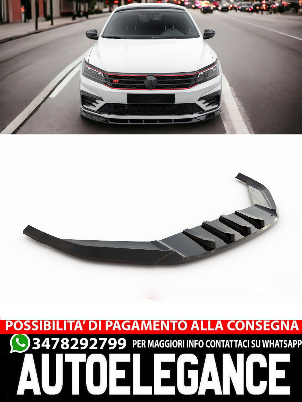 FRONT SPLITTER SUITABLE FOR V.2 VOLKSWAGEN PASSAT GT B8 FACELIFT USA 
