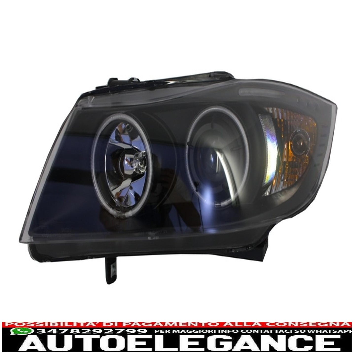 headlights suitable for bmw e90 e91 2 halo black rims (2005-2008) 