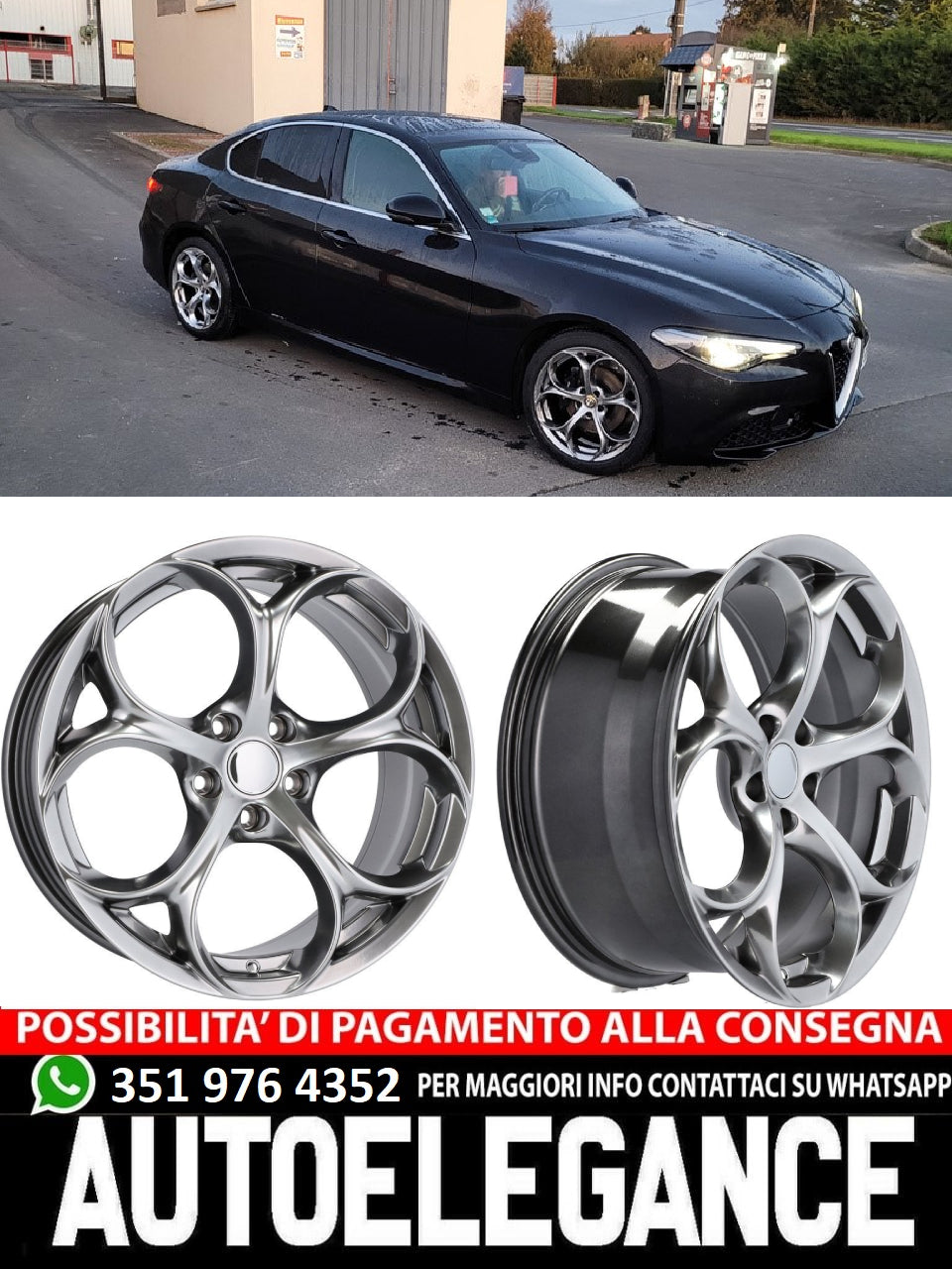 CERCHI CERCHIO IN LEGA 17" Adatto per  ALFA ROMEO CADILLAC CHEVROLET FIAT JEEP OPEL SAAB