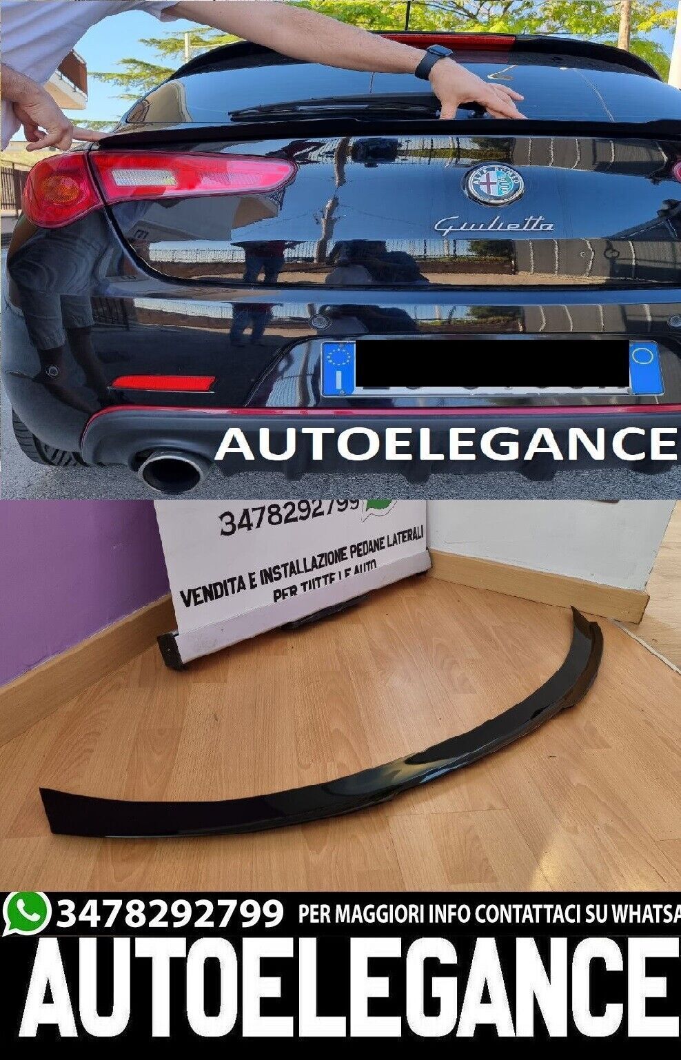 ALFA ROMEO GIULIETTA SPOILER POSTERIORE COFANO NERO LUCIDO 0073 AUTOELEGANCERICAMBI