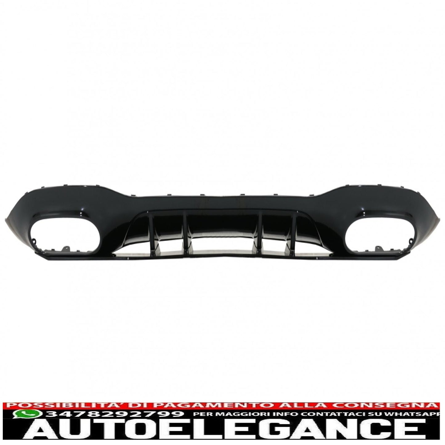 Diffusore con mantovana per paraurti posteriore adatto per Mercedes Classe A W177 hatchback (2018-up) terminali del silenziatore di scarico neri