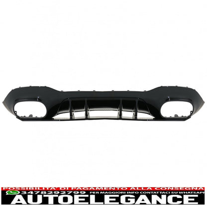 Diffusore con mantovana per paraurti posteriore adatto per Mercedes Classe A W177 hatchback (2018-up) terminali del silenziatore di scarico neri
