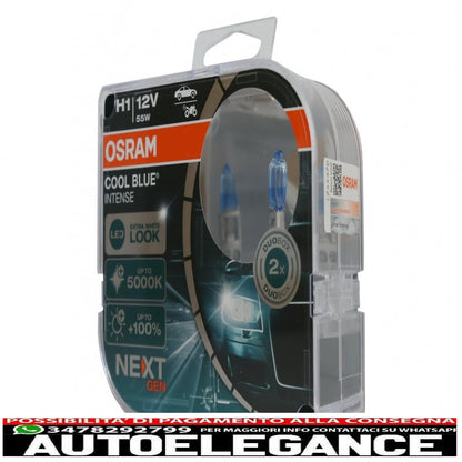 osram cool blue intense lampada frontale alogena next gen h1 64150cbn-hcb 12v scatola con copertina rigida (2 unità)
