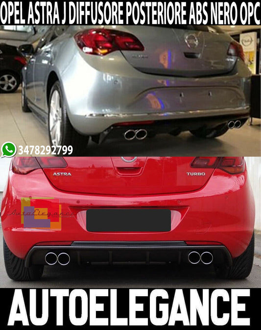 OPEL ASTRA J DIFFUSORE SOTTO PARAURTI POSTERIORE ABS NERO OPC DOPPIO SCARICO .-