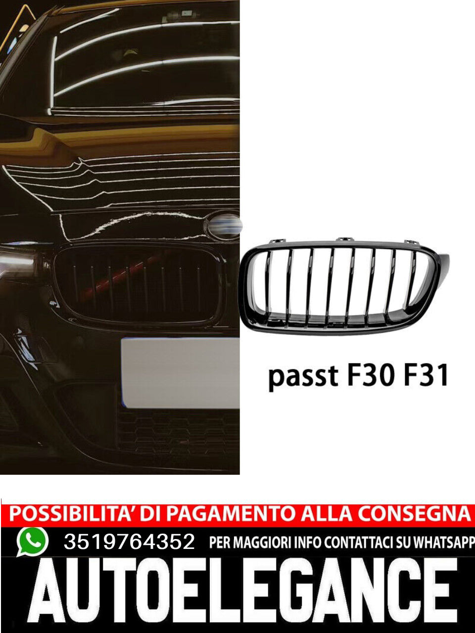 Griglia rene 8 piani adatta per BMW Serie 3 F30 F31 berlina Touring